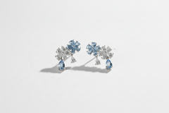 925 Sterling Silver Blue Floral Drop Earrings
