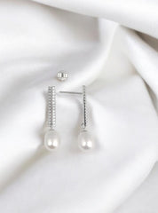 Silver Pearl Drop Danglers