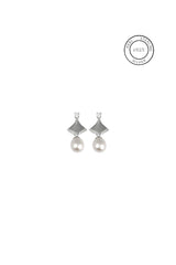 Silver Triangular Pearl Drop Dangles