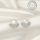 Silver Mother Of Pearl Textured Studs