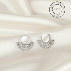 Silver Mother Of Pearl Textured Studs