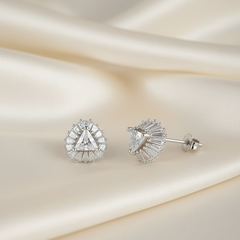 Silver Zircon Radiant Studs