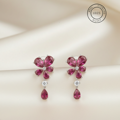 Silver Rani Pink Blossom Earrings