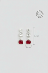 Silver Ruby Red Zircon Dangles