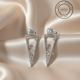 Silver Sleek Triangular Danglers