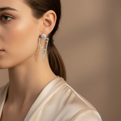 Silver Sleek Triangular Danglers