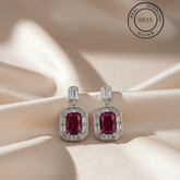 Silver Ruby Red Dangles