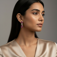 Silver Rani Pink Hue Danglers