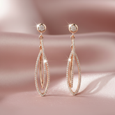 925 Sterling Silver Rose gold danglers with clear gemstones
