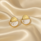 Gold earrings with mother of pearl stones