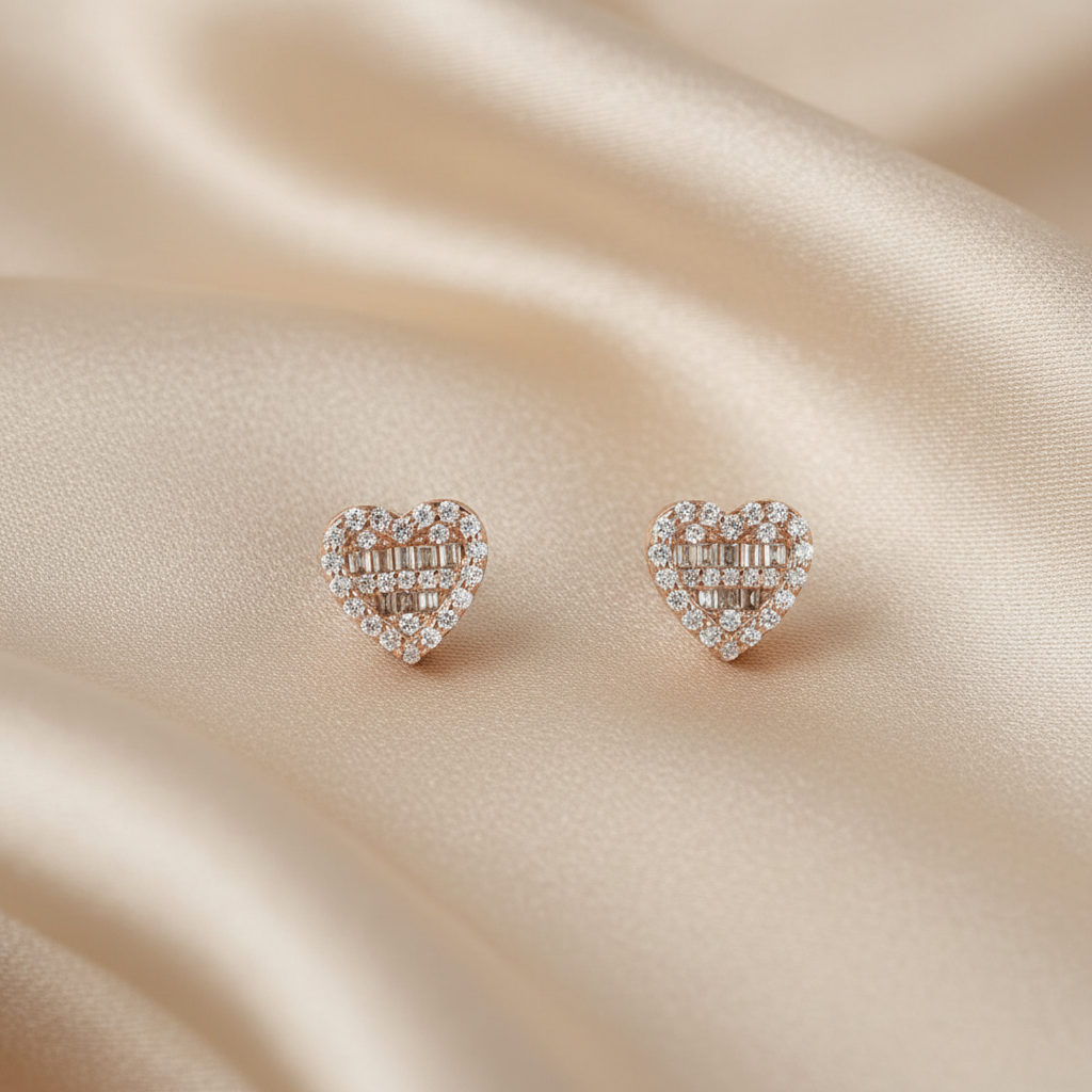 Heart-shaped earrings with diamond accents
