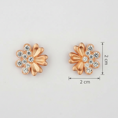 925 Sterling Silver Rosegold Floral Studs