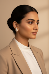 925 Sterling Silver Rosegold Floral Studs