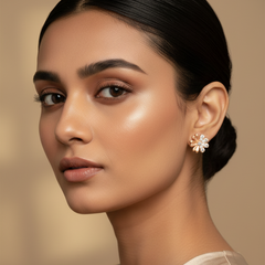 925 Sterling Silver Rosegold Floral Studs