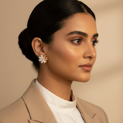 925 Sterling Silver Rosegold Floral Studs