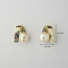 925 Sterling Silver Gold Pearl Studs