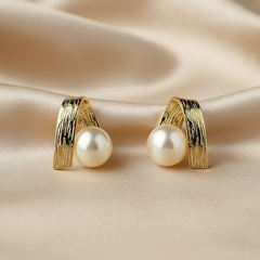 925 Sterling Silver Gold Pearl Studs