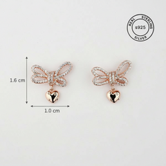 925 Sterling Silver Rosegold Butterfly Studs