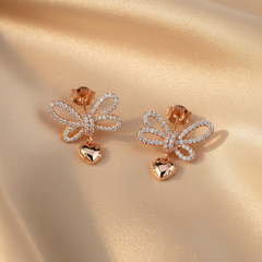 925 Sterling Silver Rosegold Butterfly Studs