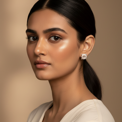 925 Sterling Silver Rosegold Square Studs