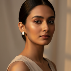 Woman wearing 925 Sterling Silver Mother of pearl earrings