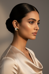 925 Sterling Silver Golden Mother of Pearl Geo Studs