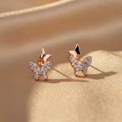 925 Sterling Silver Rosegold Dual Butterfly