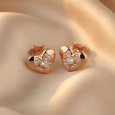 925 Sterling Silver Rosegold Heart Studs