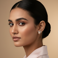 925 Sterling Silver Rosegold Heart Studs