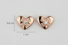 925 Sterling Silver Rosegold Heart Studs