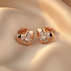 925 Sterling Silver Rosegold Heart Studs