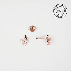 925 Sterling Silver Rosegold Dual Butterfly