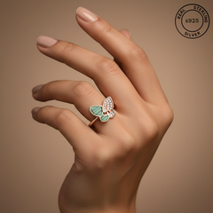 925 Sterling Silver Adjustable Rose Gold Butterfly Beauty Ring