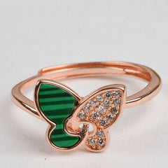 925 Sterling Silver Adjustable Rose Gold Butterfly Beauty Ring
