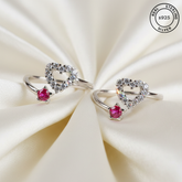 925 Sterling Silver Heartfelt Pink Toe Rings