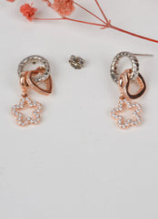 925 Sterling Silver Rose Gold floral charm earrings