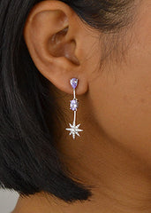 Silver Light Purple Star Danglers