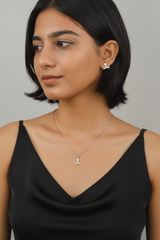 Silver Floral MOP Bud Pendant Set