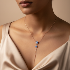 925 Sterling Rose Gold Evil Eye Necklace