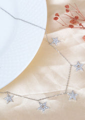 925 Sterling Silver dazzling Stars Necklace