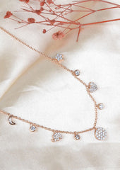 925 Sterling Silver Rose Gold Charm Necklace