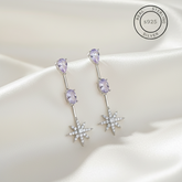 Silver Light Purple Star Danglers