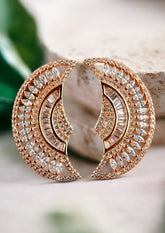 Crystal Cascade 925 Sterling Silver Ear Studs - Rose Gold