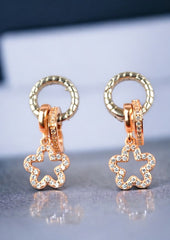 925 Sterling Silver Rose Gold floral charm earrings