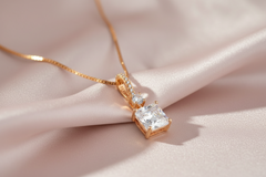925 Sterling Silver Rose Gold Solitaire Pendant With Chain