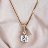 925 Sterling Silver Rose Gold Solitaire Pendant With Chain