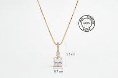 925 Sterling Silver Rose Gold Solitaire Pendant With Chain