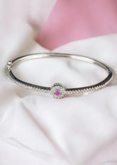 925 Sterling Silver Ruby Red Kada Bracelet