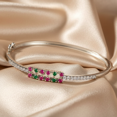 925 Sterling Silver Multicolor Kada Bracelet