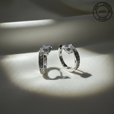Luna Heart Huggie Hoop Earrings in 925 Sterling Silver